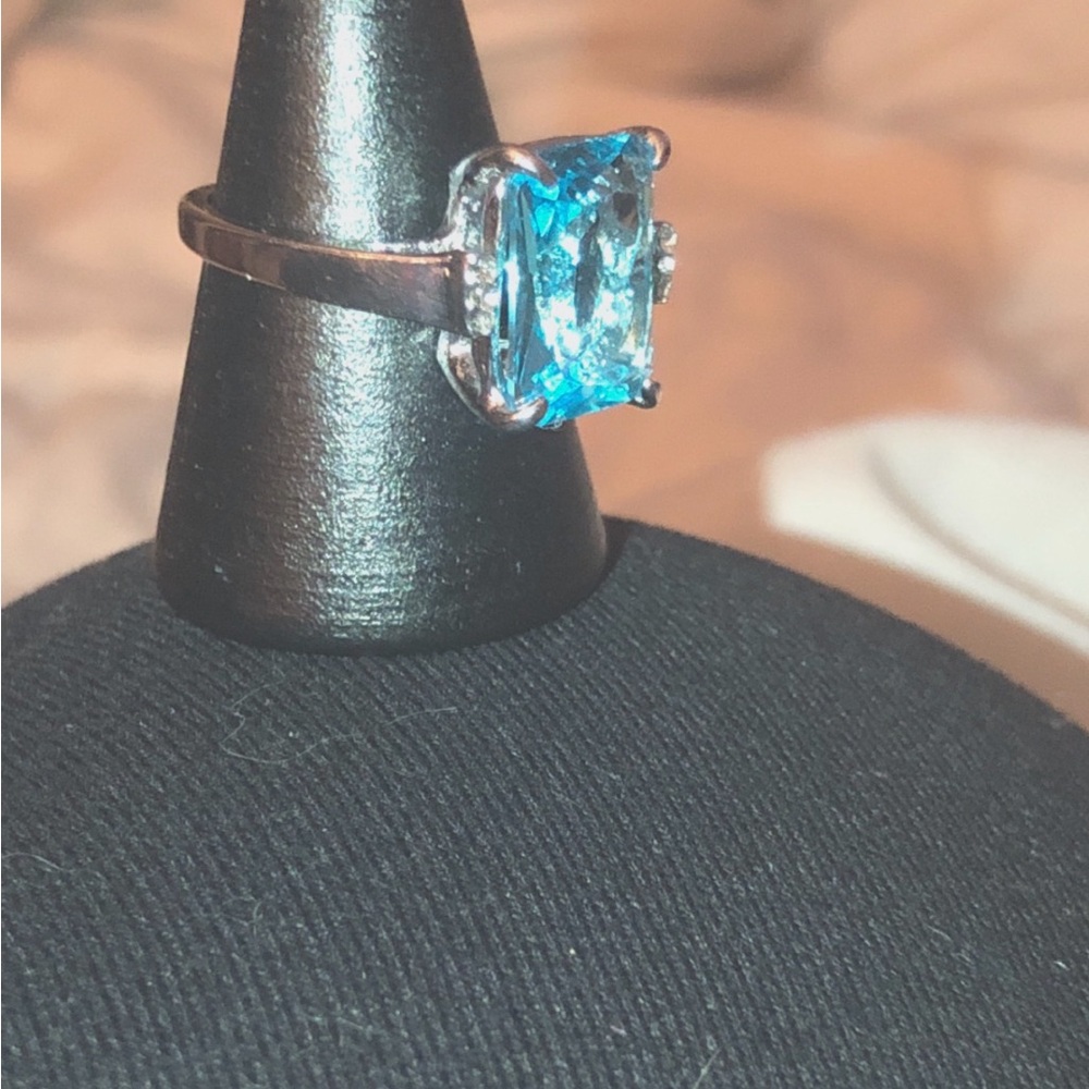 5⭐ Rated Sterling Silver Aquamarine Ring Size 10 - Picture 4 of 8